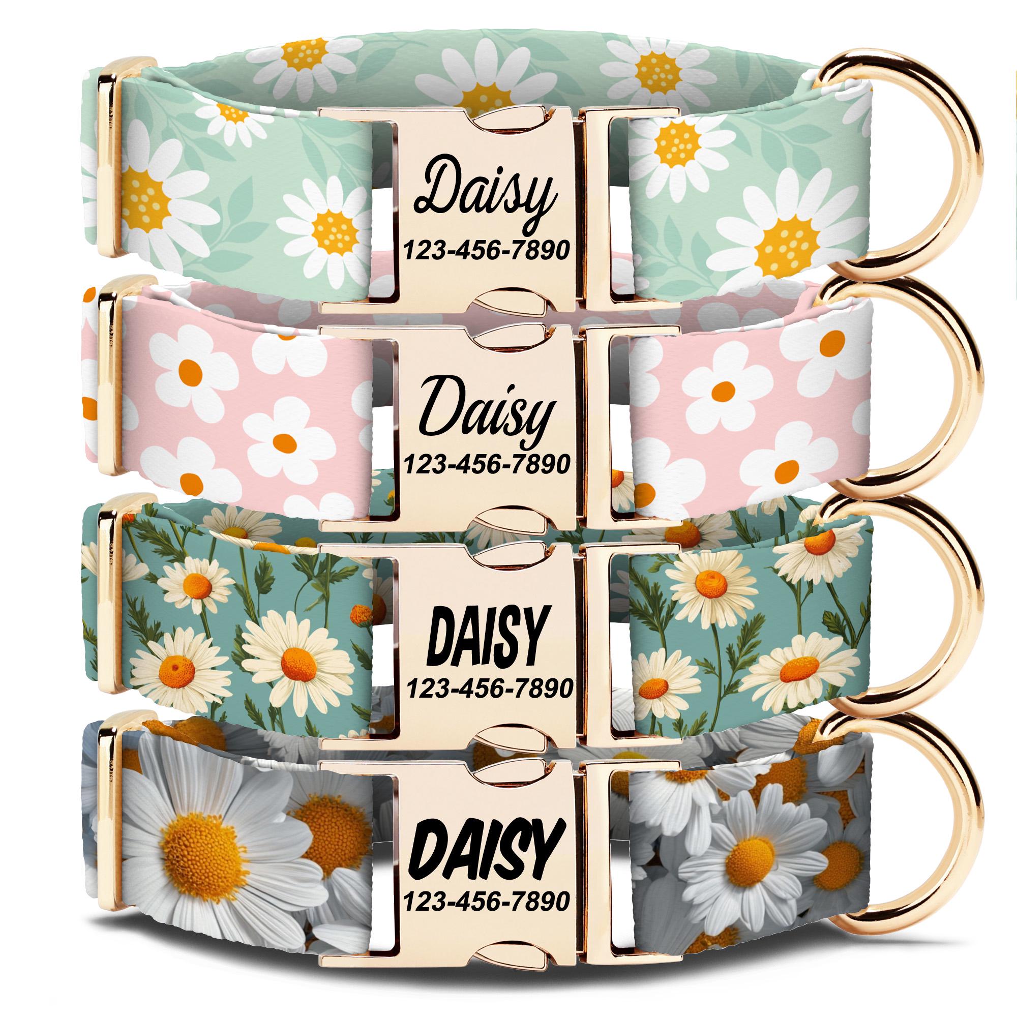 Pink Daisy Dog Collar Girl, Cute Dog Collar, Daisy Dog Collars, Flower Dog Collars, Personalized Dog Collars, Floral Dog Collars, Dog Gift