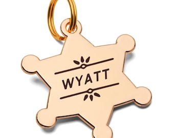 Sheriff Dog Tag, Cowboy Pet Tag, Wild West Dog Tag for Dogs, Police Badge Pet ID, Personalized Pet ID, Funny Dog Tags, Western Dog Gift