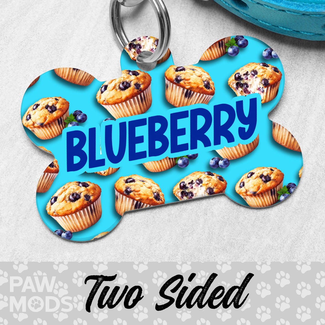 Raspberry Dog Tag Blueberry Muffin Dog Tag, Custom Personalized Blueberries Pet ID Tag ...