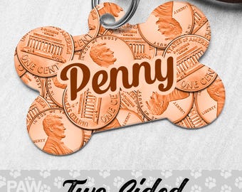 Penny Dog Tags for Dogs Personalized, Money Dog Tag, Cash Pet Tag, Dollar Custom Dog Tag, Dog ID Tag, Dog Gift