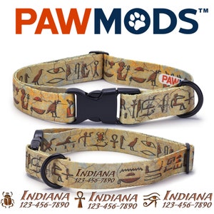 Hieroglyphics Dog Collar Personalized Egyptian Dog Collar Hieroglyphs Custom Dog Collar with Name Ancient Egypt Dog Collar Dog Mom Gift