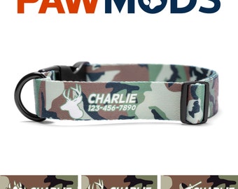Hunting Dog Collar Personalized Dog Collar Camo Dog Collar Boy Military Dog Collar with Name Dog Gift Dog Mom Dog Dad Tactical Puppy Collar