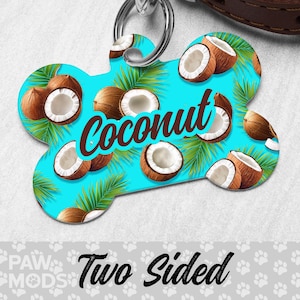Coconut Dog Tags for Dogs Personalized, Tropical Dog Tag, Hawaiian Pet Tag, Custom Dog Tag, Dog ID Tag, Pet ID Tag, Dog Gift