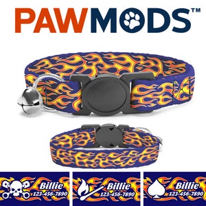 Flames Cat Collar Personalized Cat Collar Fire Cat Collar Custom Cat Collar Boy Burning Cat Collar with Name Cat Mom Cat Gift Cat Dad