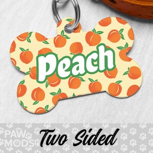 Peaches Dog Tag, Peach Dog Tag Personalized, Fruit Pet Tag, Custom Dog Tag, Dog ID Tag, Pet ID Tag, Double Sided Dog Tag, Puppy Dog Gift