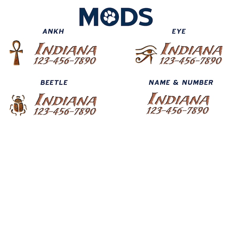 Personalized Egyptian Hieroglyphics Cat Collar Mods.