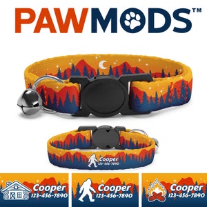Mountain Cat Collar Personalized Cat Collar Landscape Custom Cat Collar with Name Forest Cat Collar Boy Camping Cat Collar Cat Dad Cat Gift