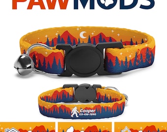 Mountain Cat Collar Personalized Cat Collar Landscape Custom Cat Collar with Name Forest Cat Collar Boy Camping Cat Collar Cat Dad Cat Gift