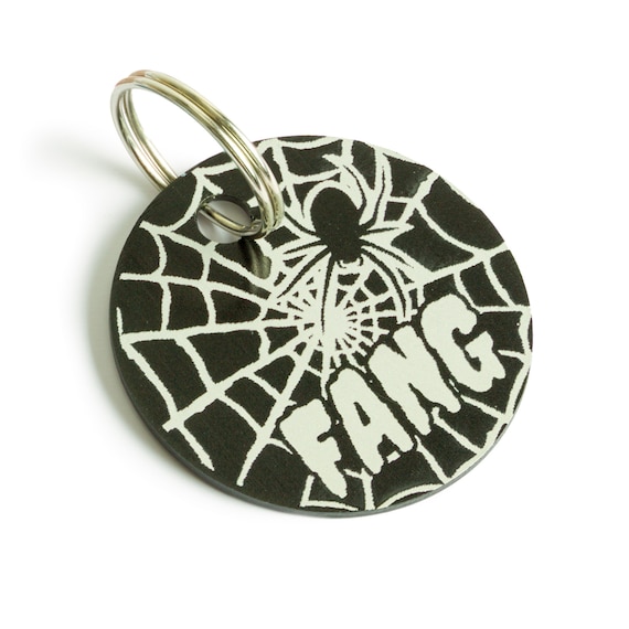 Spider Dog Tags Personalized, Spider Web Dog Tags for Dogs, Cat Tags For Collar, Engraved Dog ID Tag, Halloween Pet Name Tag, Dog Mom Gift