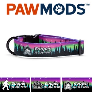 Mountain Dog Collar Personalized Northern Lights Dog Collar Girl Aurora Borealis Dog Collar Forest Dog Collar Custom Dog Collar Dog Mom Gift