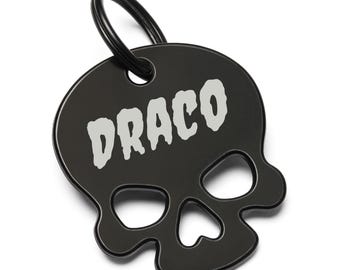 Skull Dog Tag, Halloween Dog Tag, Goth Pet ID, Skeleton Dog Tag for Dogs, Grim Reaper Personalized Pet ID, Funny Dog Tags, Macabre Dog Gift