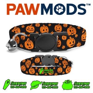 Halloween Cat Collar Personalized Pumpkin Cat Collar Girl Orange Jack O Lantern Cat Collar Custom with Name Breakaway Cat Collar Cat Gift