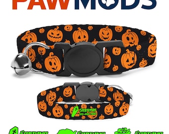 Halloween Cat Collar Personalized Pumpkin Cat Collar Girl Orange Jack O Lantern Cat Collar Custom with Name Breakaway Cat Collar Cat Gift