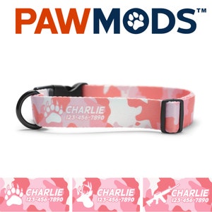 Pink Camo Dog Collar Hunting Dog Collar Personalized Dog Collar Girl Military Dog Collar with Name Camouflage Puppy Collar Custom Dog Gift
