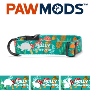 Mushroom Dog Collar Personalized Dog Collar Mushroom Custom Dog Collar with Name Green Dog Collar Girl Forest Dog Collar Acorn Dog Collar