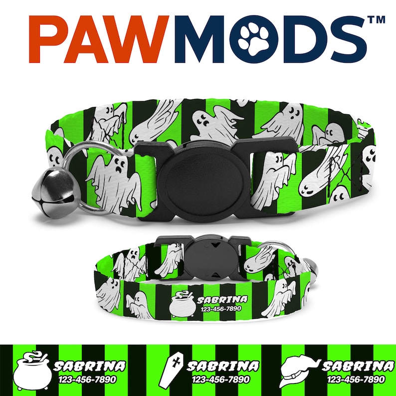 Ghosts Cat Collar by PawMods.