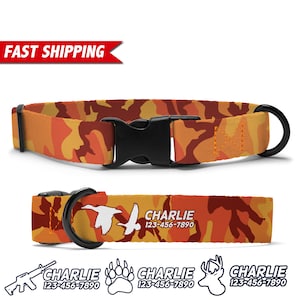 Orange Camo Dog Collar Personalized, Camouflage Dog Collar, Custom Dog Collar With Name, Soft & Adjustable, Free Personalization, Dog Gift