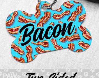 Dog Tag Bacon Dog Tags, Funny Pet Name Tags, Gift For Dog, Pet Gift, Dog Tag Personalized, Dog ID Tag, Custom Dog Tag, Bacon Pet Tag