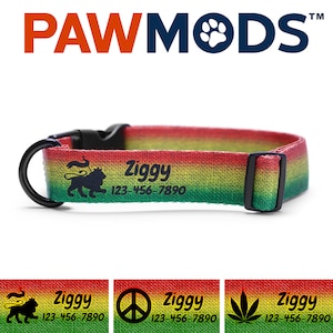 Rasta Dog Collar Personalized Dog Collar Reggae Dog Collar Boy Jamaica Dog Collar Girl Custom Dog Collar with Name Rastafari Dog Mom Gift