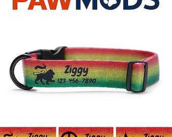 Rasta Dog Collar Personalized Dog Collar Reggae Dog Collar Boy Jamaica Dog Collar Girl Custom Dog Collar with Name Rastafari Dog Mom Gift