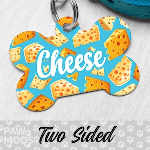 Cheese Dog Tag, Cheese Dog Tag Personalized, Cheese Pet Tag, Custom Dog Tag, Dog ID Tag, Pet ID Tag, Double Sided Dog Tag, Dog Mom Gift