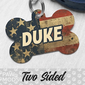 American Flag Dog Tag, USA Flag Dog Tag Personalized, Old Glory Pet Tag, Custom Dog Tag, Dog ID Tag, Pet ID Tag, Double Sided Dog Tag, Gift