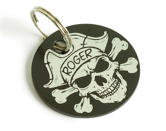 Pirate Dog Tags Personalized, Skull and Cross Bones Dog Tags for Dogs, Cat Tags For Collar, Engraved Dog ID Tag, Pet Name Tag, Dog Mom Gift