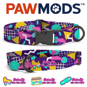 Eighties Dog Collar Girl 80s Dog Collar Personalized Neon Dog Collar Geometric Dog Collar Retro Nineties Dog Collar 90s Dog Collar Gift
