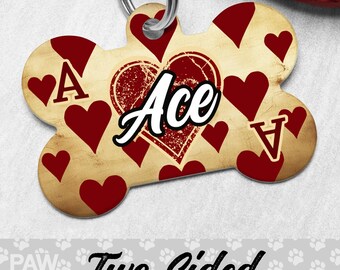 Ace of Hearts Dog Tags for Dogs Personalized, Ace Dog Tag, Playing Cards Pet Tag, Gambling Custom Dog Tag, Poker Dog ID Tag, Dog Gift