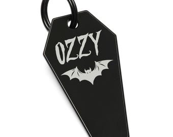 Coffin Dog Tag, Halloween Dog Tag, Goth Pet ID, Casket Dog Tag for Dogs, Vampire Personalized Pet ID, Funny Dog Tags, Macabre Dog Gift