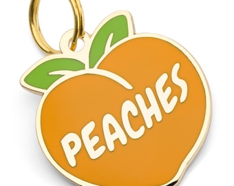 Peaches Dog Tag, Peach Dog Tag, Custom Dog Tag For Dogs, Enamel Pet Name Tags, Free Personalized Engraving, Funny Dog Tags, Dog Gift