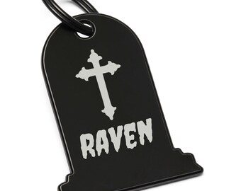 Tombstone Dog Tag, Halloween Dog Tag, Goth Pet ID, Headstone Dog Tag for Dogs, Gravestone Personalized Pet ID, Funny Dog Tags, Dog Gift