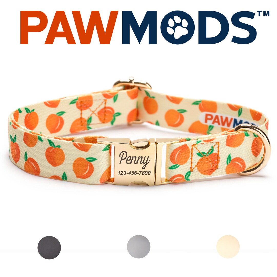 Peaches Dog Collar Personalized Fruit Peach Dog Collar Girl Custom Dog