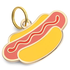 Pet ID Tag Hotdog Dog Tag, Enamel Dog Tag For Dogs, Hot Dog Pet Name Tags, Free Personalized Engraving, Funny Dog Tags, Dog Gift