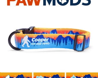 Mountain Dog Collar Personalized Dog Collar Landscape Custom Dog Collar with Name Forest Dog Collar Boy Winter Dog Collar Dog Dad Dog Gift