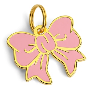 Pet ID Tag Coquette Bow Dog Tag, Boho Pink Enamel Dog Tag For Dogs, Pet Name Tags, Free Personalized Engraving, Funny Dog Tags, Dog Gift