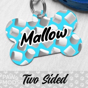Marshmallow Dog Tags for Dogs Personalized, Candy Dog Tag, Dessert Pet Tag, Custom Dog Tag, Dog ID Tag, Pet ID Tag, Two Sided, Dog Gift