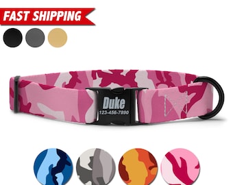 Pink Camo Dog Collar Personalized, Camouflage Dog Collar, Custom Dog Collar With Name, Soft & Adjustable, Free Personalization, Dog Gift