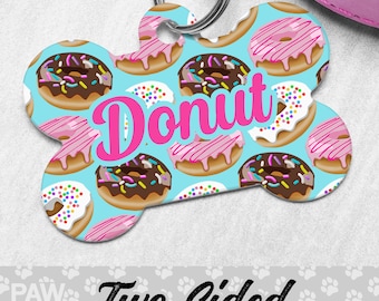 Donut Dog Tag, Doughnut Dog Tag Personalized, Pastry Pet Tag, Dessert Custom Dog Tag, Dog ID Tag, Pet ID Tag, Double Sided Dog Tag, Dog Gift