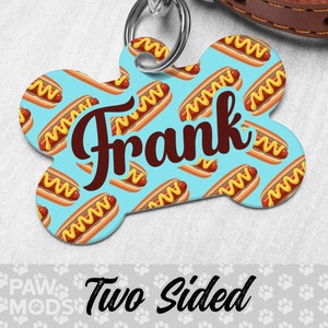 Hot Dog Dog Tag, Hotdog Dog Tag Personalized, Sausage Pet Tag, Wiener Custom Dog Tag, Dog ID Tag, Pet ID Tag, Double Sided Dog Tag, Dog Gift