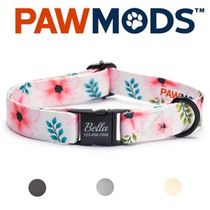Pink Watercolor Floral Dog Collar Personalized Cherry Blossom Dog Collar Flower Custom Dog Collar with Name Dog Gift Puppy Collar Dog Gift