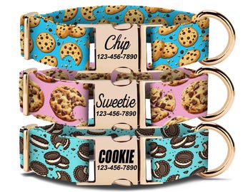 Cookie Dog Collars, Sandwich Cookie Dog Collars, Chocolate Chip Cookie Dog Collars, Personalized Dog Collars, Funny Dog Collars