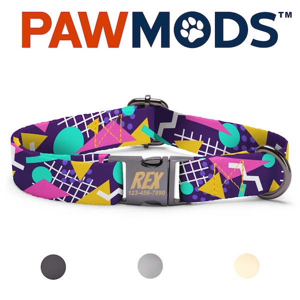 80s Dog Collar Personalized Eighties Dog Collar Girl Neon Dog Collar Geometric Dog Collar Retro Nineties Dog Collar 90s Dog Collar Gift