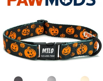 Jack O Lantern Dog Collar Personalized Halloween Dog Collar Girl