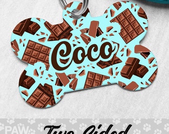 Chocolate Dog Tag, Chocolate Bar Dog Tag Personalized, Candy Bar Pet Tag, Candy Custom Dog Tag, Dog ID Tag, Pet ID Tag, Double Sided Dog Tag