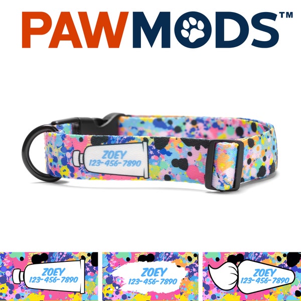 Paint Splash Dog Collar Pastel Dog Collar Personalized Rainbow Dog Collar Girl Spring Dog Collar with Name Custom Dog Collar Boy Dog Gift