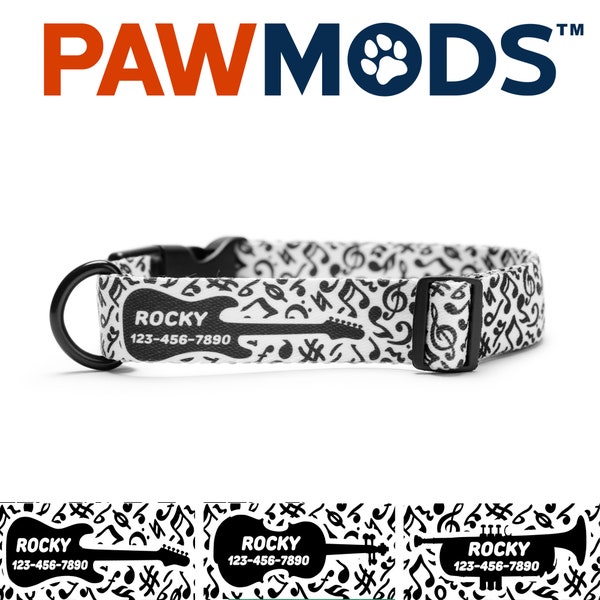 Music Dog Collar Personalized Dog Collar Music Custom Dog Collar Girl Music Notes Dog Collar with Name Boy Dog Collar Dog Mom Dog Gift