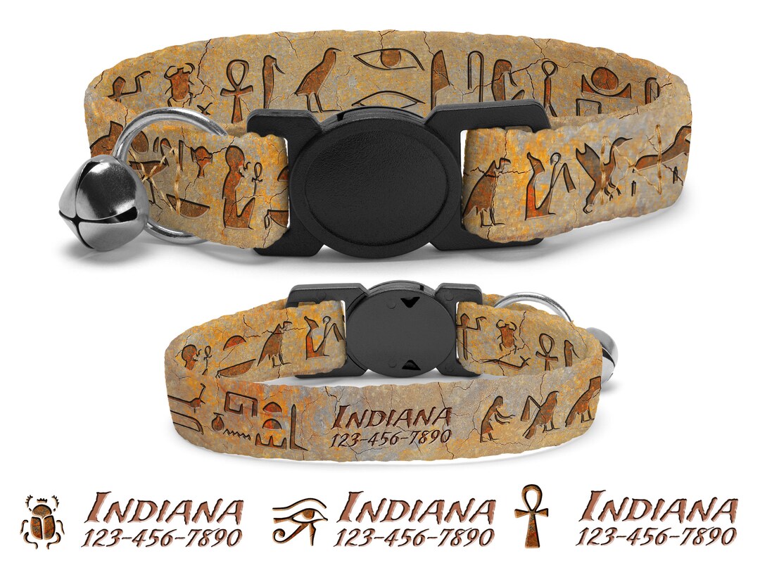 Hieroglyphics Cat Collar Personalized Egyptian Cat Collar Etsy