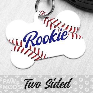 Baseball Hundemarke, Baseball Swirl Hundemarke personalisiert, Baseball Haustiermarke, Benutzerdefinierte Hundemarke, Hund ID-Marke, Haustier-ID-Tag, doppelseitige Hundemarke, Geschenk