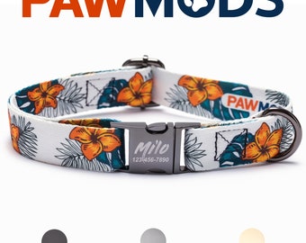 Plumeria Dog Collar Hawaiian Dog Collar Personalized Dog Collar Floral Dog Collar Girl Flower Dog Collar Boy Tropical Dog Collar Puppy Gift